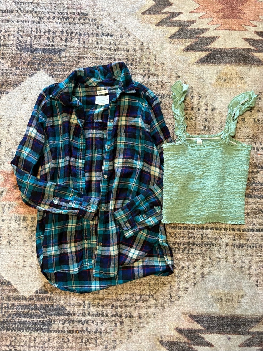 American Eagle Flannel and Aerie Tank Top Size XS
